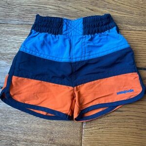Patagonia Blue, Navy & Orange Colorblock Toddler Swim Trunks
